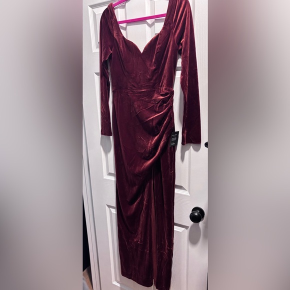 Lulus | Dresses | Elegant Rust Velvet Gown With Slit | Poshmark